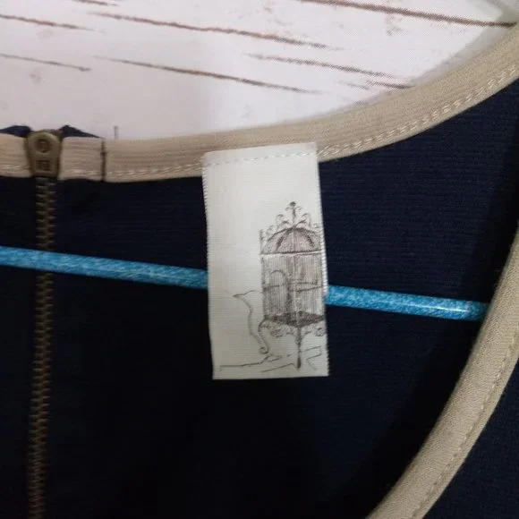 Anthropologie Birdcage Navy Blue Dress Size Small - Picture 3 of 4